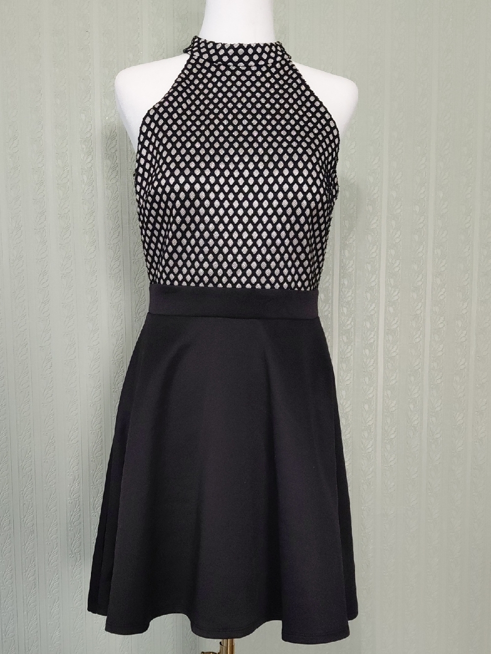 AS U WISH Black Halter Fit & Flare Dress medium Punk Goth Sophisticated